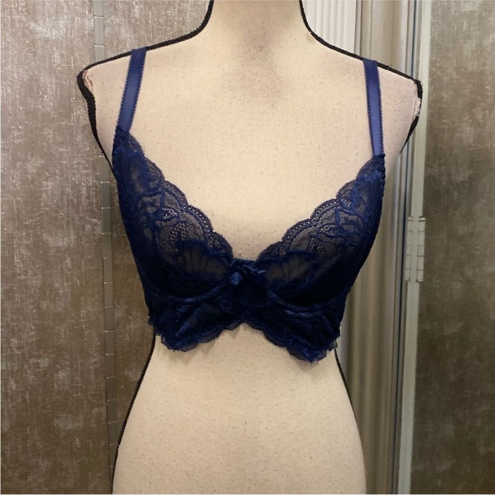 Agent Provocateur Elegant Lace Bralette in Navy Blue, 34D